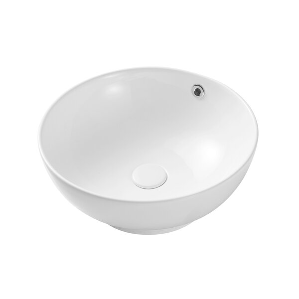 TRIPLE TREE 16.78'' White Porcelain Circular Vessel Bathroom Sink with ...