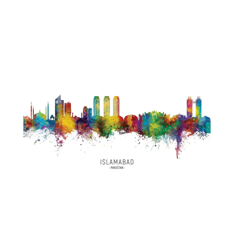 Islamabad Pakistan Skyline City Name by Michael Tompsett - Wrapped Canvas Print, 20.32 cm H x 30.48 cm W