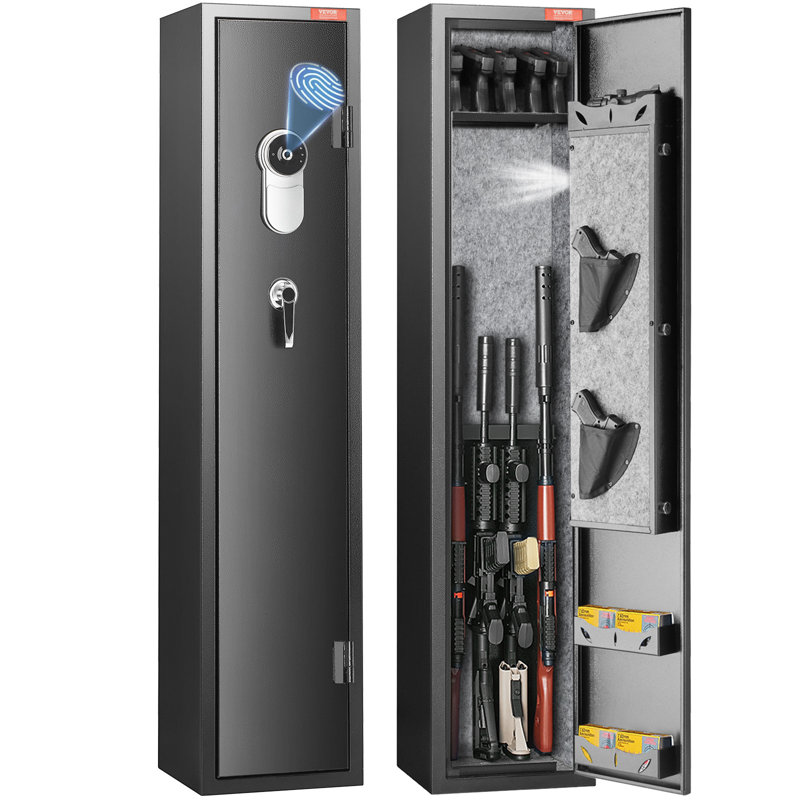 Black Steel Biometric Gun Safe with Fingerprint Lock and LED Light