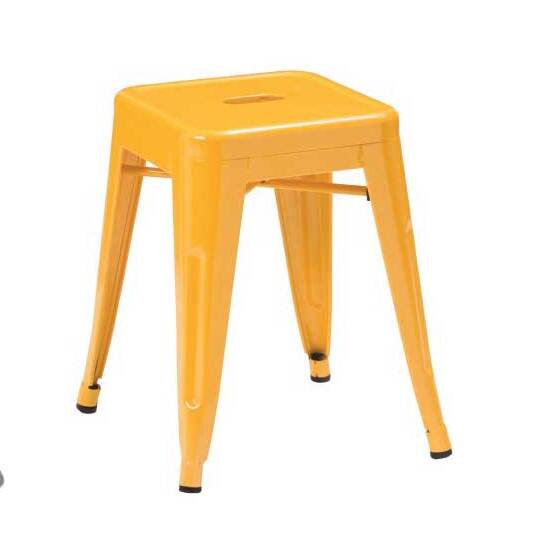 Cubic Counter Stool with Metal Frame, Yellow