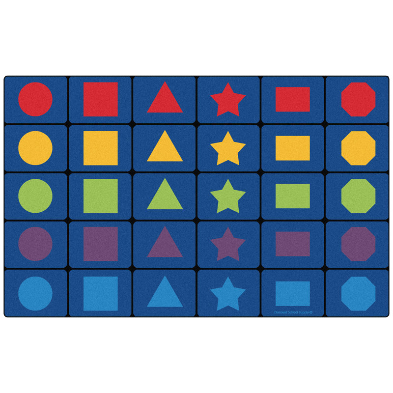 Tapis d'apprentissage à formes rectangulaires bleu, Rectangle 13 pi 3 po x 8 pi 3 po