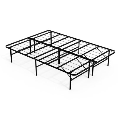 Structure de lit plateforme en métal 14 po avec support à 12 pieds, aucun sommier requis, taille double