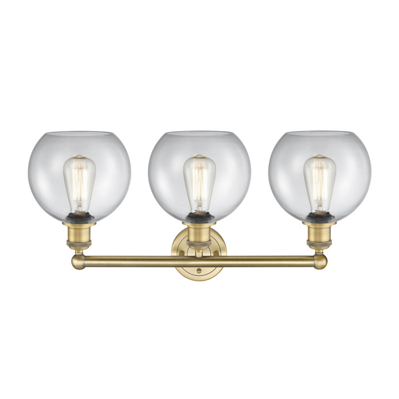 Ellington 3 - Light Dimmable Vanity Light, Brushed Brass, Clear