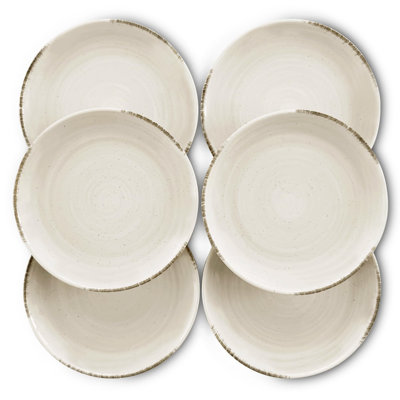 8in Spiral Pattern Porcelain Plates Set of 6 Durable Daily Kitchen Dishes