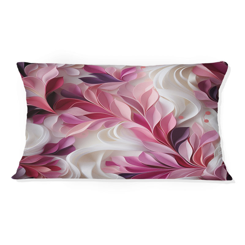 Rose et blanc abstrait vagues sérénité - coussin imprimé