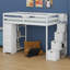 Lit mezzanine en bois avec tiroirs de rangement et escaliers, tablettes-1041045248