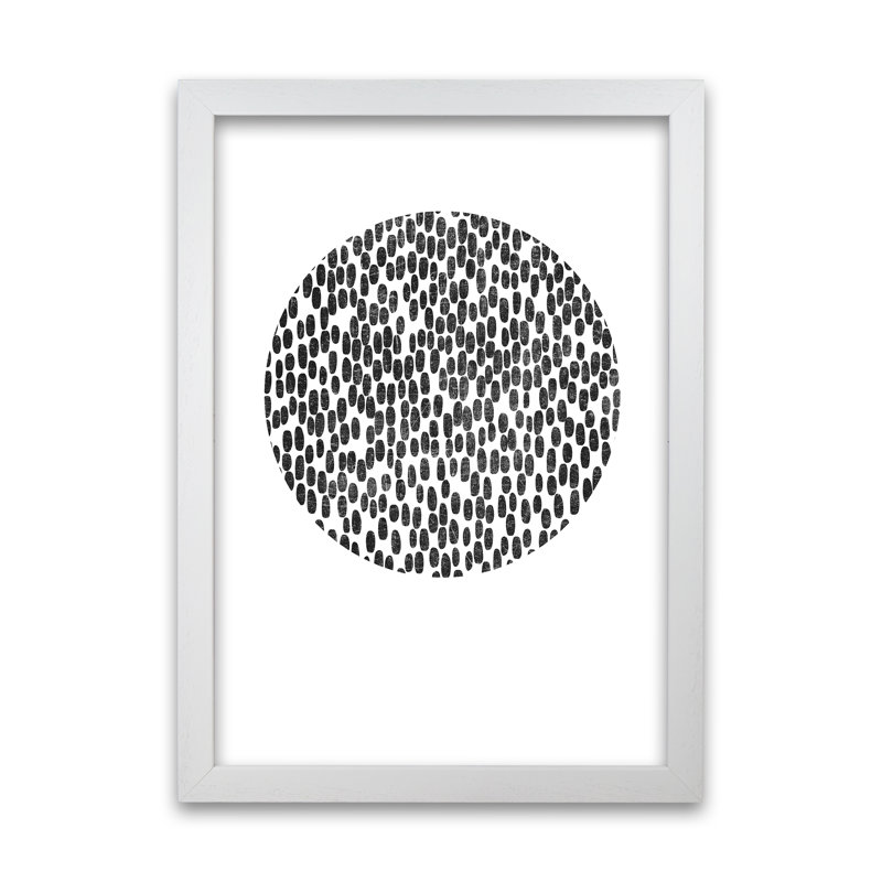 Mid Century Dots Circle Original - Print, White Frame, 30cm H x 21cm W x 3cm D