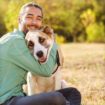 Man And His Dog - Wrapped Canvas Print