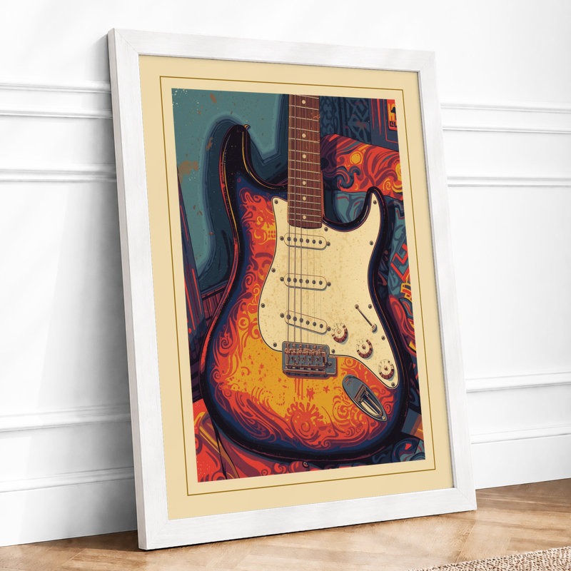 Electric Sun Retro - Framed Print, A4 - 29.7 x 21.0 cm, White
