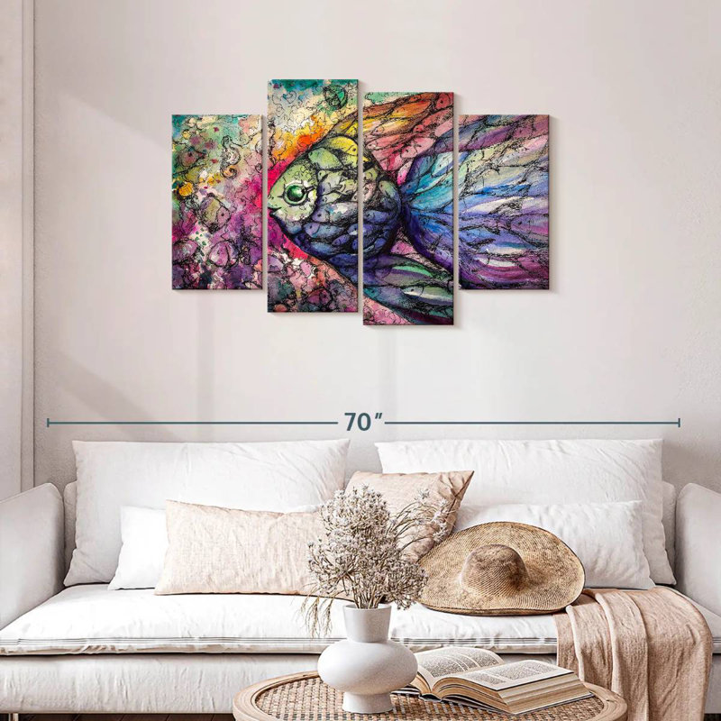 Brampt Abstract Rainbow Fish, 27" H x 43" W