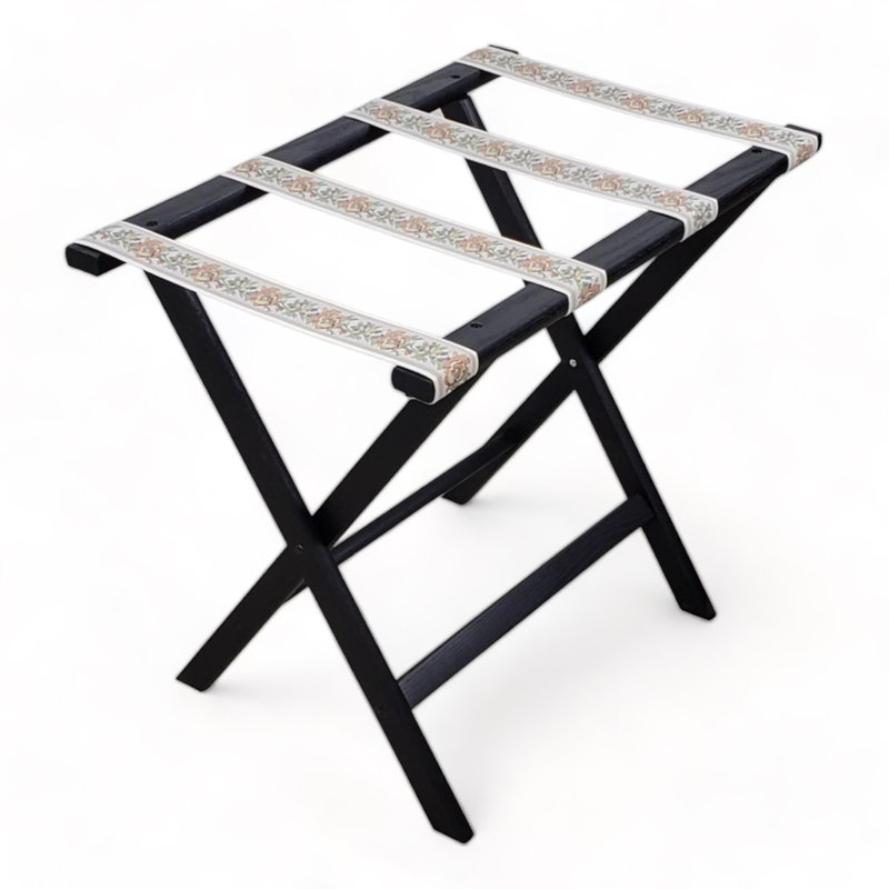Porte-bagages pliable en bois, Brun clair, Noir