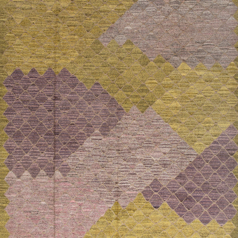 Purple Green Vintage Flatweave Rug - 8'7"" x 10'4""