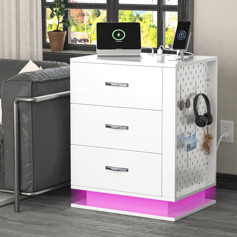 Table de chevet avec RVB, Blanc