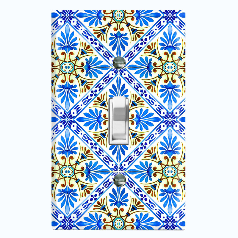Plaque murale à interrupteur à bascule Elegant Tile 1-Gang, Bleu