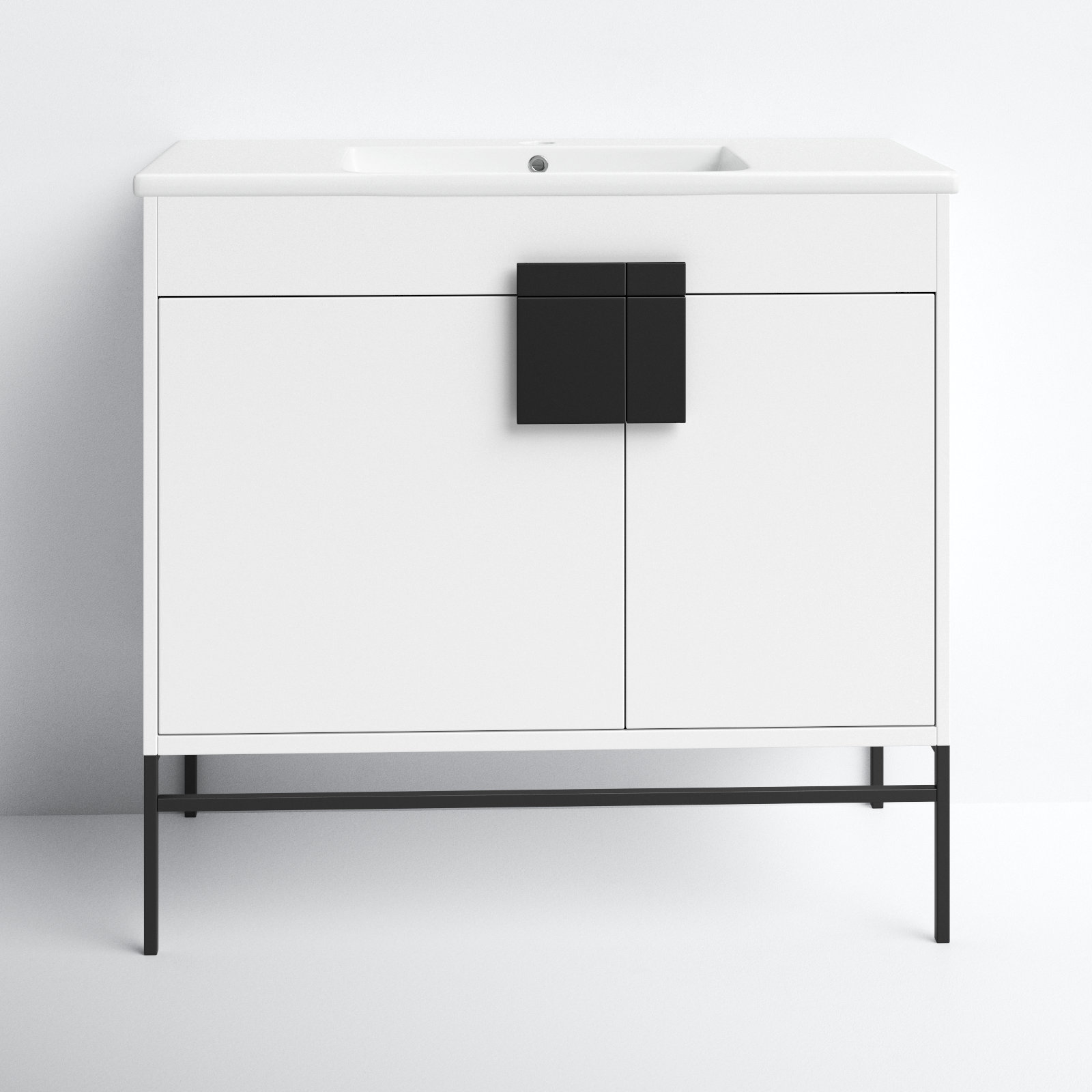 Maisie 36'' Single Bathroom Vanity, Black Matte, White