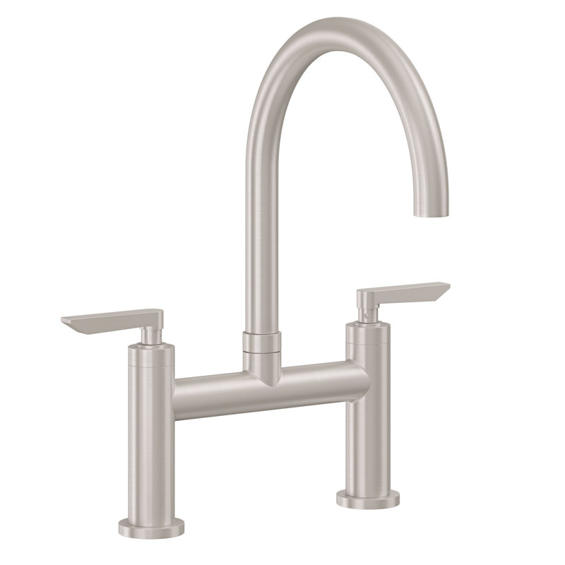 Bridge Kitchen Faucet With Sidespray - Arc Spout, 45 Series Metal Lever, Polished Nickel, Without Side Spray