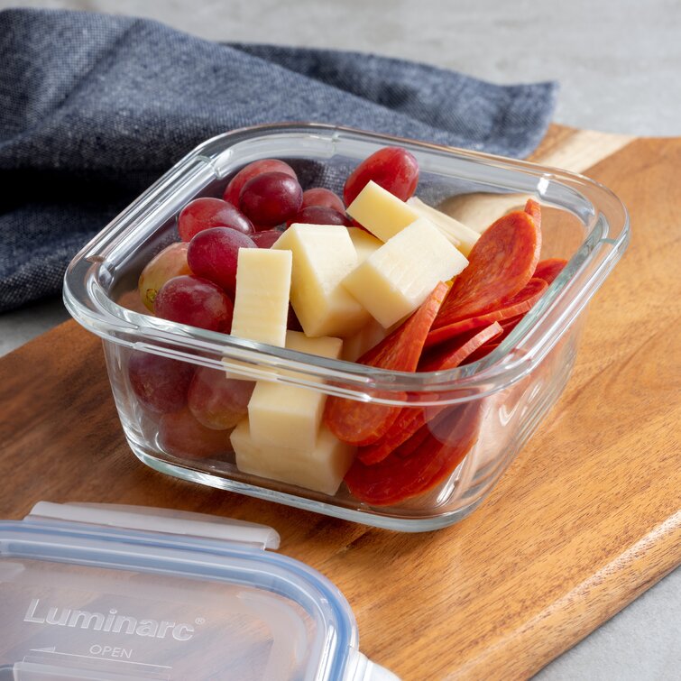 Luminarc Pure Box Active Glass Food Storage Container (Square, 1.5  cups/380ml)