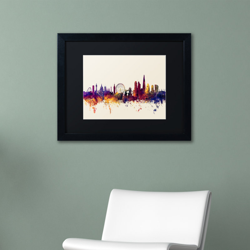 «London England Skyline», impression, Cadre noir, Noir, H 11 po x l 14 po x P 0,5 po