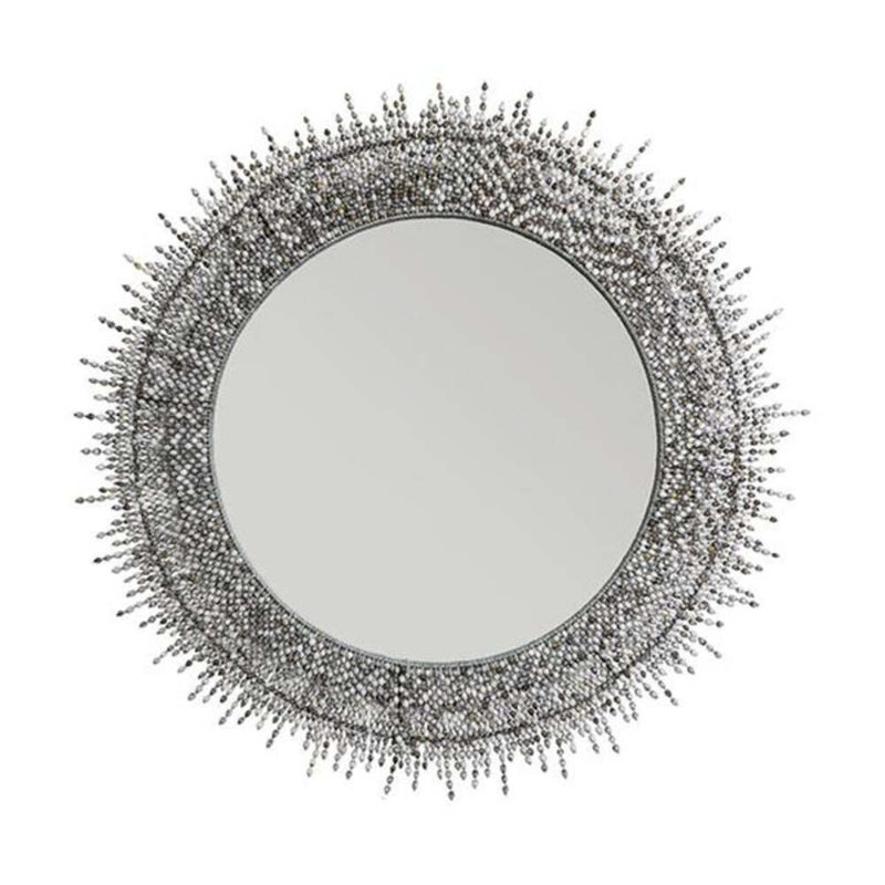 Beaded 38" Round Accent Mirror
