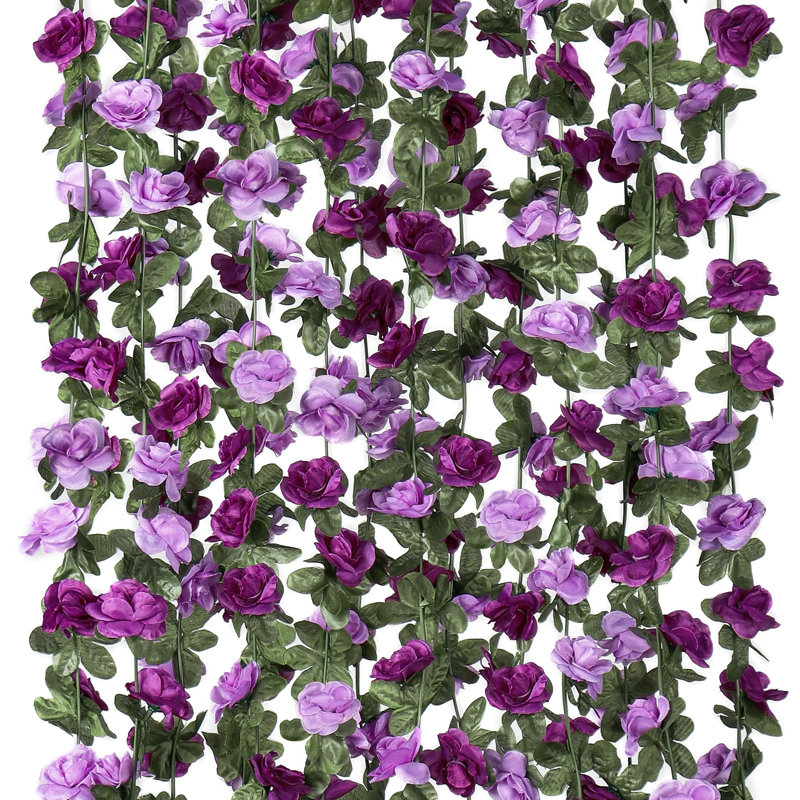 Ensemble de 9 guirlandes de fleurs artificielles roses mauves