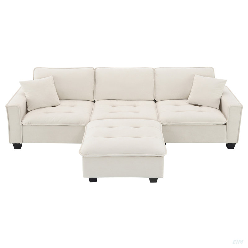 Luxurious Suede Fabric, Sectional Sofa (Sectional), Beige Suede