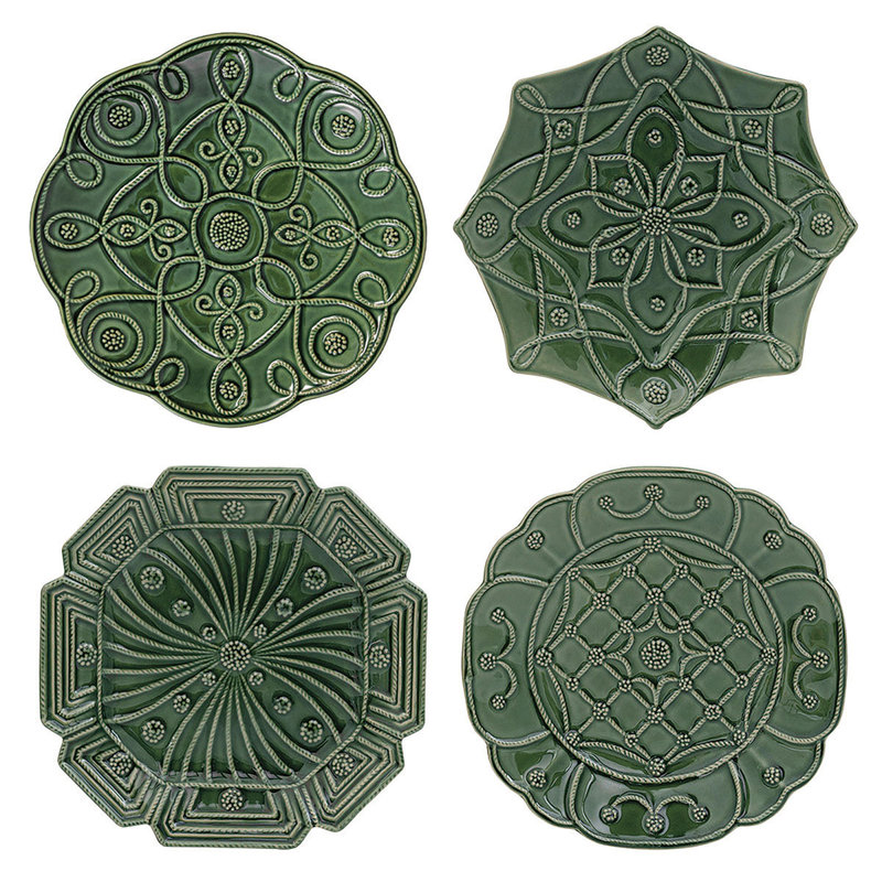 Jardins Du Monde Side/Cocktail Plate Assorted Set/4, Basil