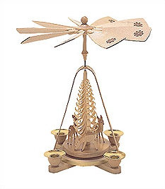 Candélabre en bois pyramidal cerf et arbre