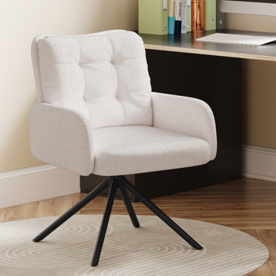 Fauteuil de baignoire avec accoudoirs, fauteuil de coiffeuse, chaises de bureau pivotantes avec coussins doubles et pieds en métal, pieds antidérapants pour le salon de la chambre à coucher