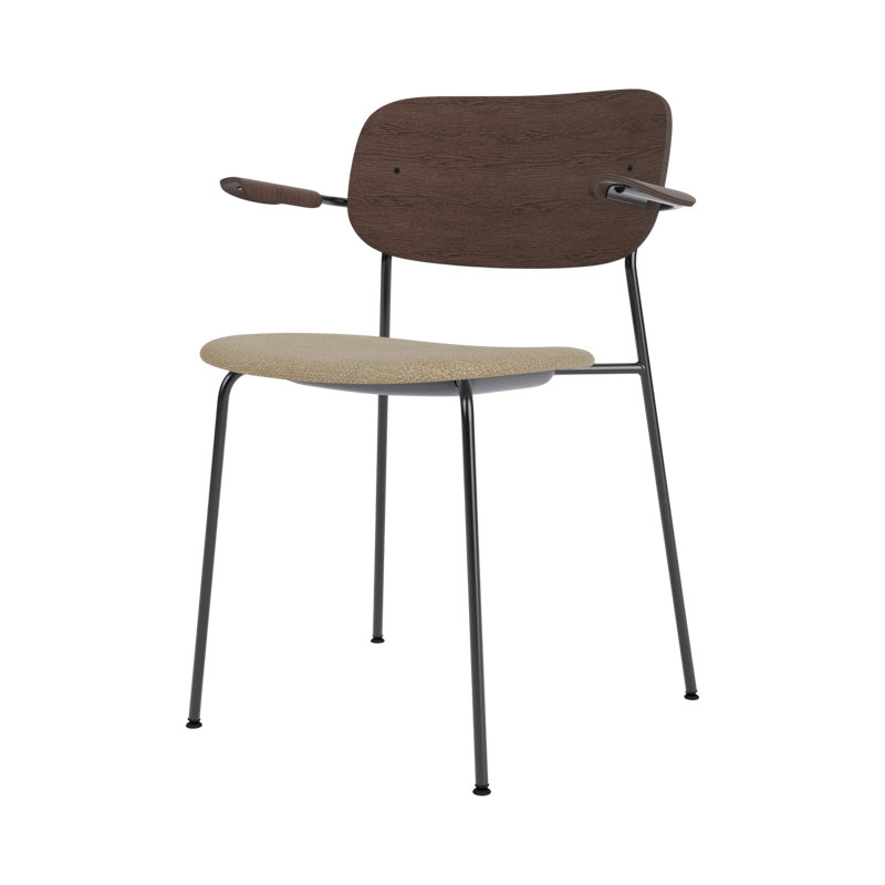 Co Upholstered Arm Chair, Bouclé 02 Acrylic, Dark Stained Oak, Black