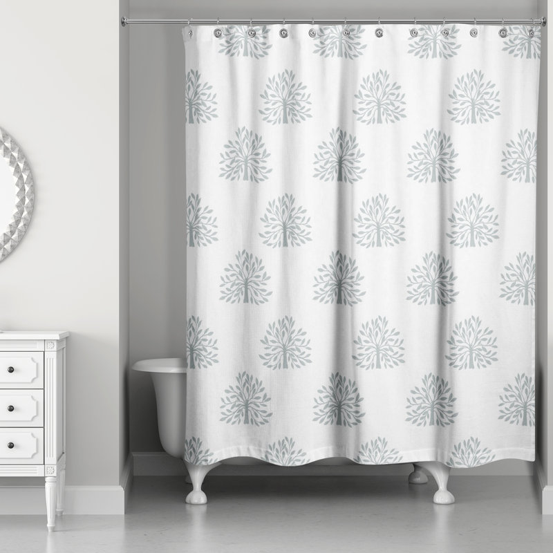 Rideau de douche simple à motif floral, Blanc