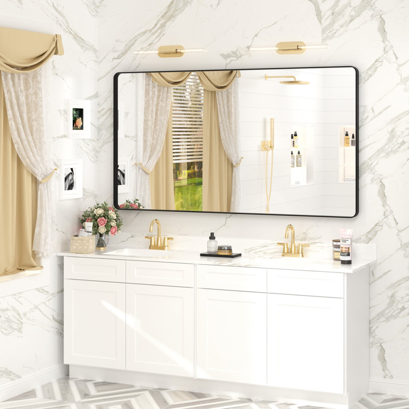 Miroir mural Aevar, 55 po x 30 po, Noir mat