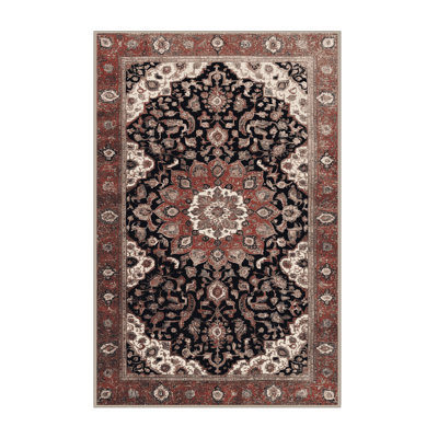 Machine Washable Persian Brown Area Rug