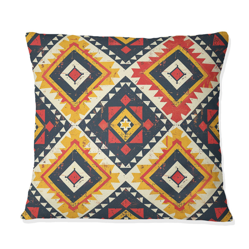 Coussin Red Aztec Tiles II - Tiles, H 16 po x l 16 po