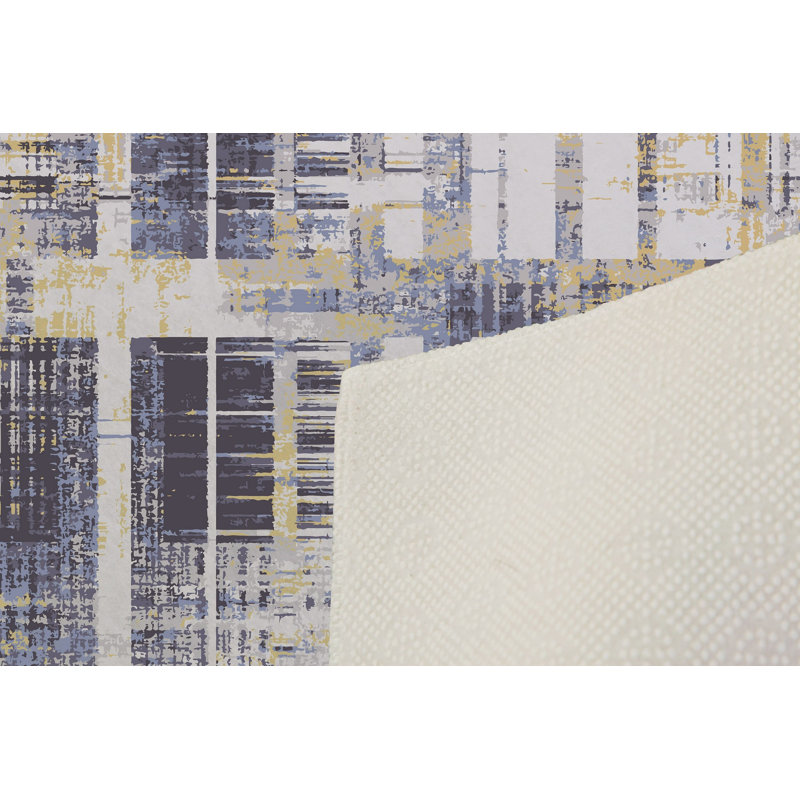 Stylish Woven Carpet (4.6 x 7.2 Feet), 100% Polyester, 0.4 in Pile Height | Antibacterial, Non-Slip Underside, Machine Washable | 3D Digital Print Design | Perfect for Living Room, Bedroom, & Dining Areas