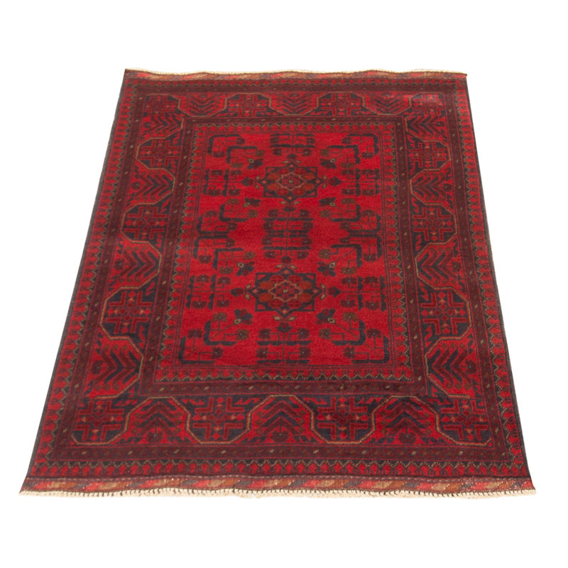 Tapis rouge / noir en laine noué à la main de conception unique 6 pi 9 po x 9 pi 9 po New Age Amridean