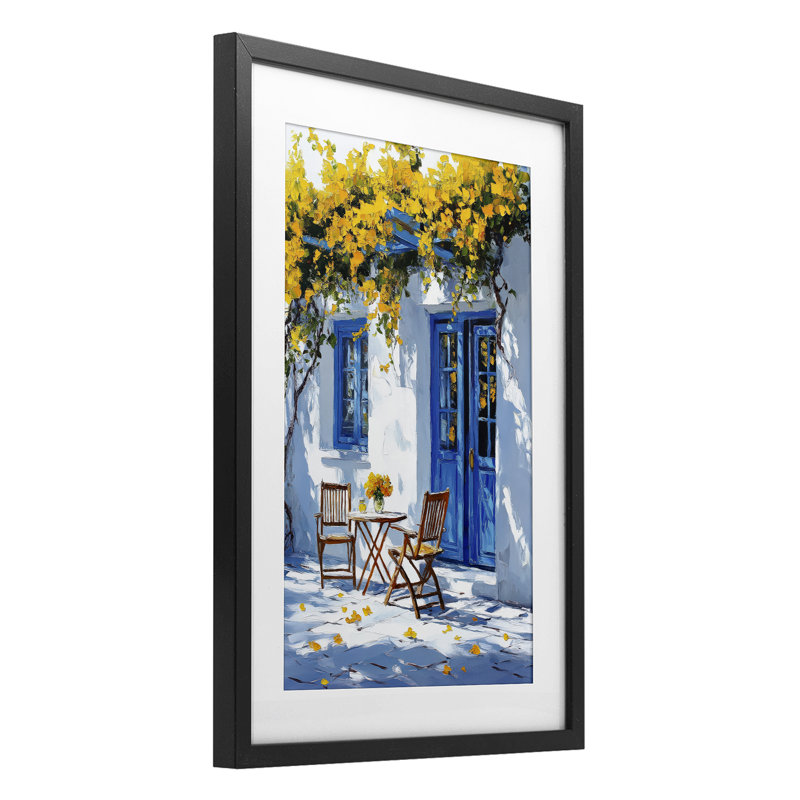 «Sunlit Af après-midi», reproduction encadrée sous verre, design par Raymond Powers, H 20 po x l 14 po, Cadre noir minuit