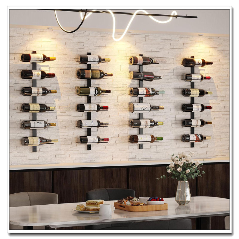 36 Bottle Wall Mounted Modular Wine Rack Black Metal Detachable Storage Holder For Bar Kitchen Cellar Restaurant