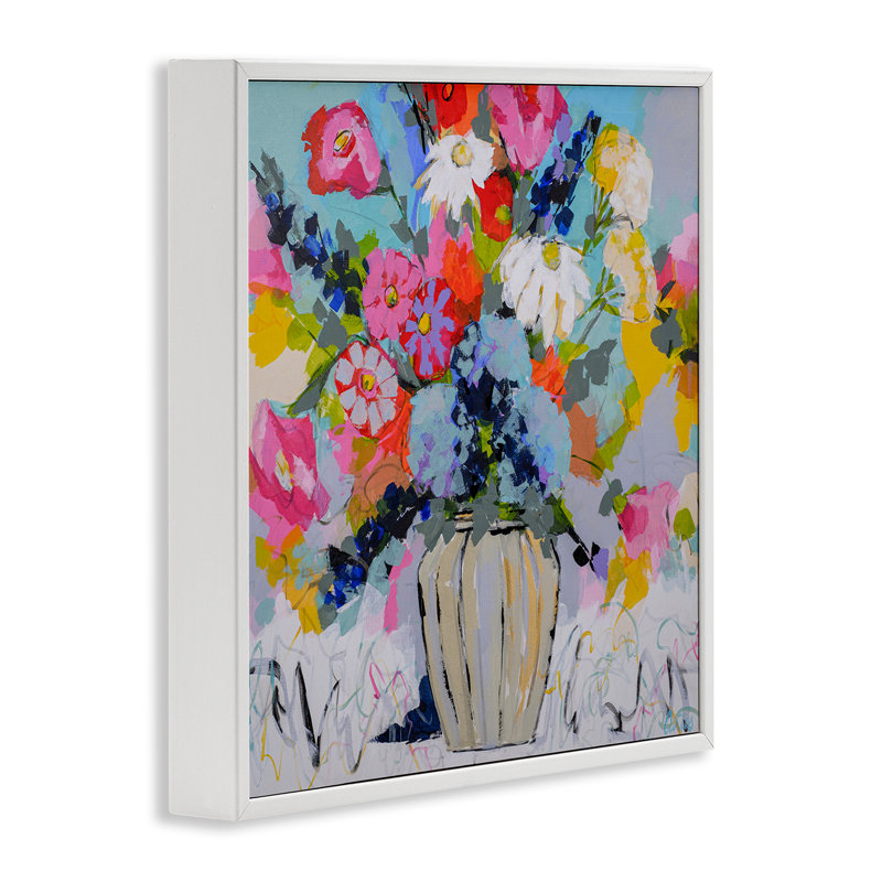 Giclée moderne et lumineuse encadrée, design par Joan Curtis, H 17 po x l 17 po, Estampe numérique encadrée blanc bord de mer