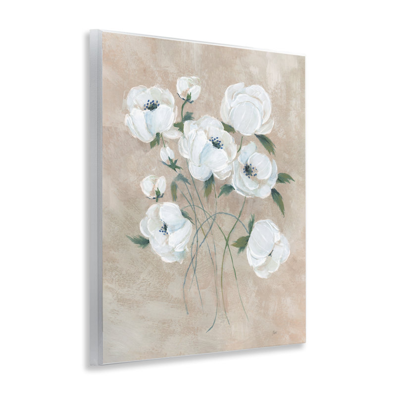 Fleurs sur fond d'art beige neutre par Nan