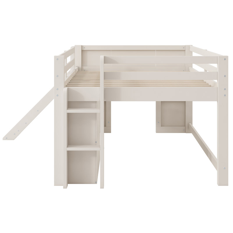 Lit double avec rangement et glissade, style loft moderne en bois massif MDF pour la maison