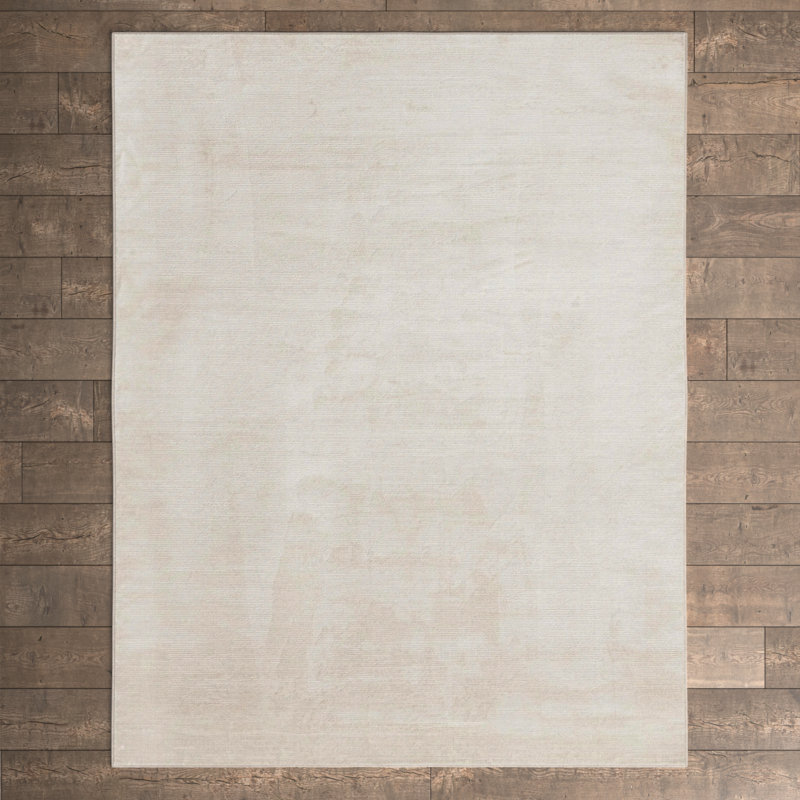 Tapis ivoire tissé à la machine de couleur unie Mclellan, Rectangle 7 pi 10 po x 10 pi