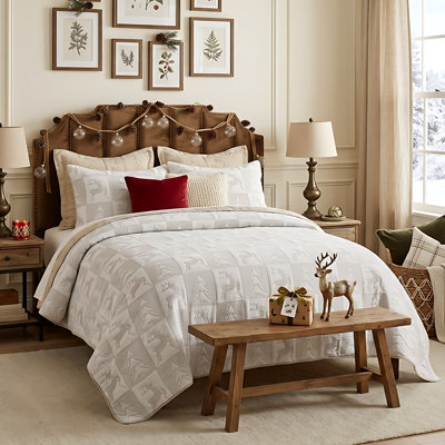 Ensemble de couvre-lit 3 pièces 90 po x 90 po Greenland Home Fashions Reindeer