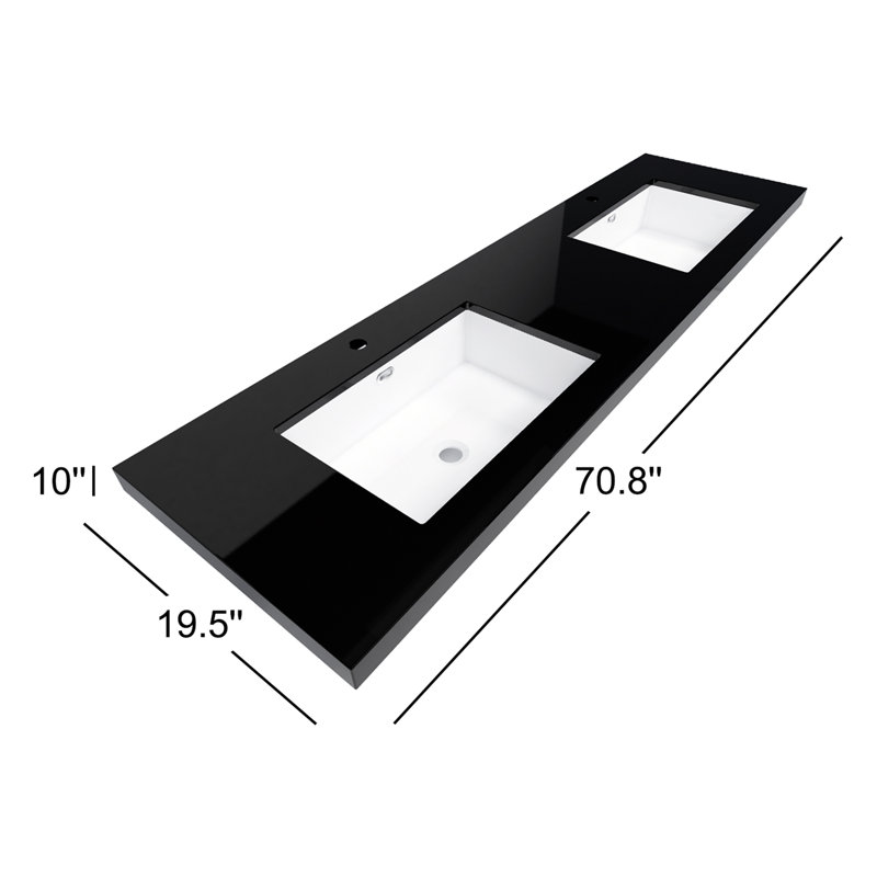 Plateau de meuble-lavabo double 70,8 po avec lavabo Reyes