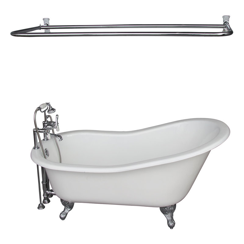 Baignoire de trempage sur pattes en fonte de 61 po x 31 po Griffin, Chrome poli