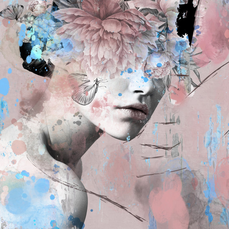 Large Multicolor Floral Headdress Canvas Print Art