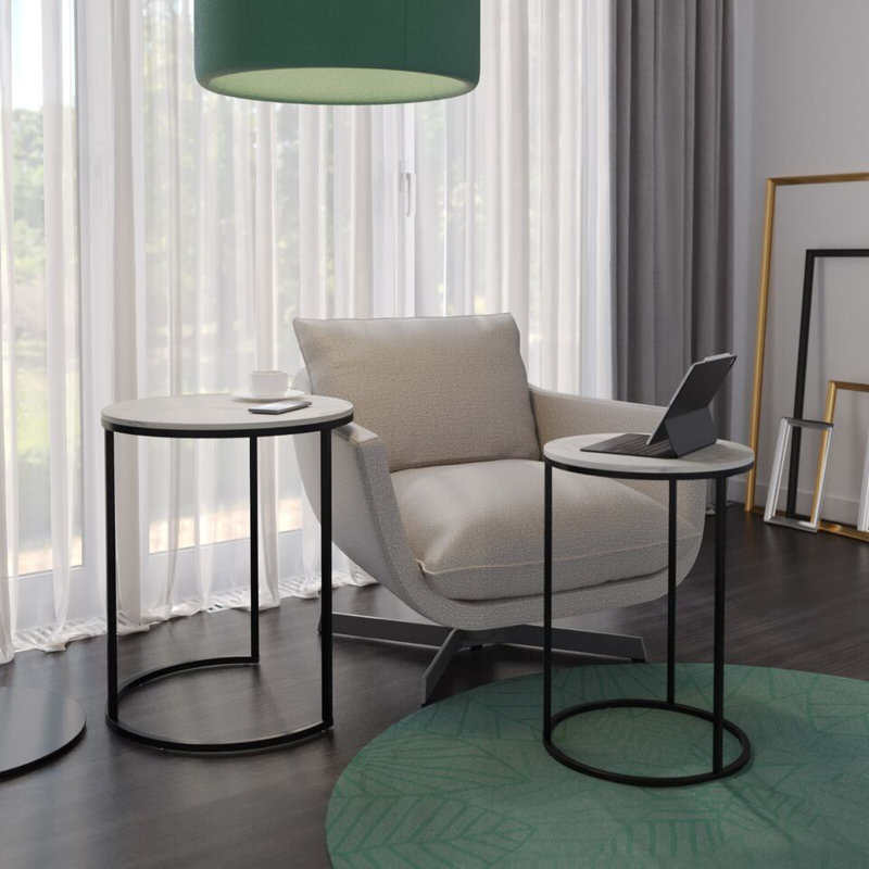 Shalyssa Solid Wood Coffee Table, Black, White