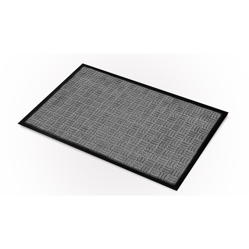 Paillasson intérieur en polypropylène antidérapant Odarius, L 47 po x L 71 po, Entrecroisé gris foncé