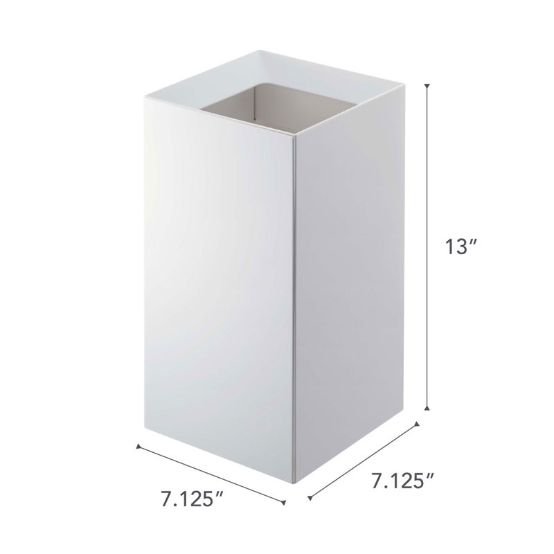 Yamazaki Home 2.37 Gallon Open Waste Basket, White
