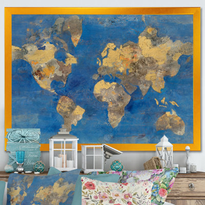 « golden glam world map », reproduction d’image sur toile