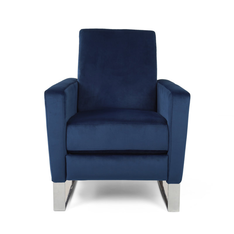 Fauteuil inclinable manuel Cesilie, Cobalt; cobalt, Velours